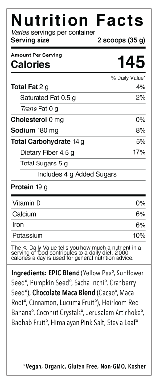 Sprout Living Epic Plant-Based Protein - Chocoalte Maca (455g) - Lifestyle Markets